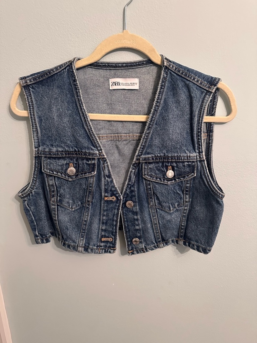 ZARA Cropped Denim Vest